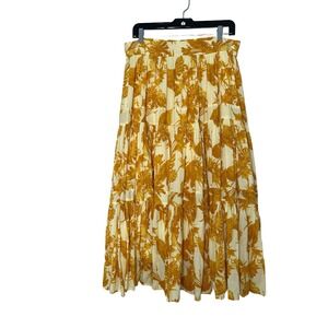 Banana Republic Yellow‎ Gold Summer Floral Maxi Skirt Resort Vacation Cruise - M